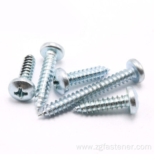 Blue white zinc Cross Recessed Pan Head Tapping Screws GB845